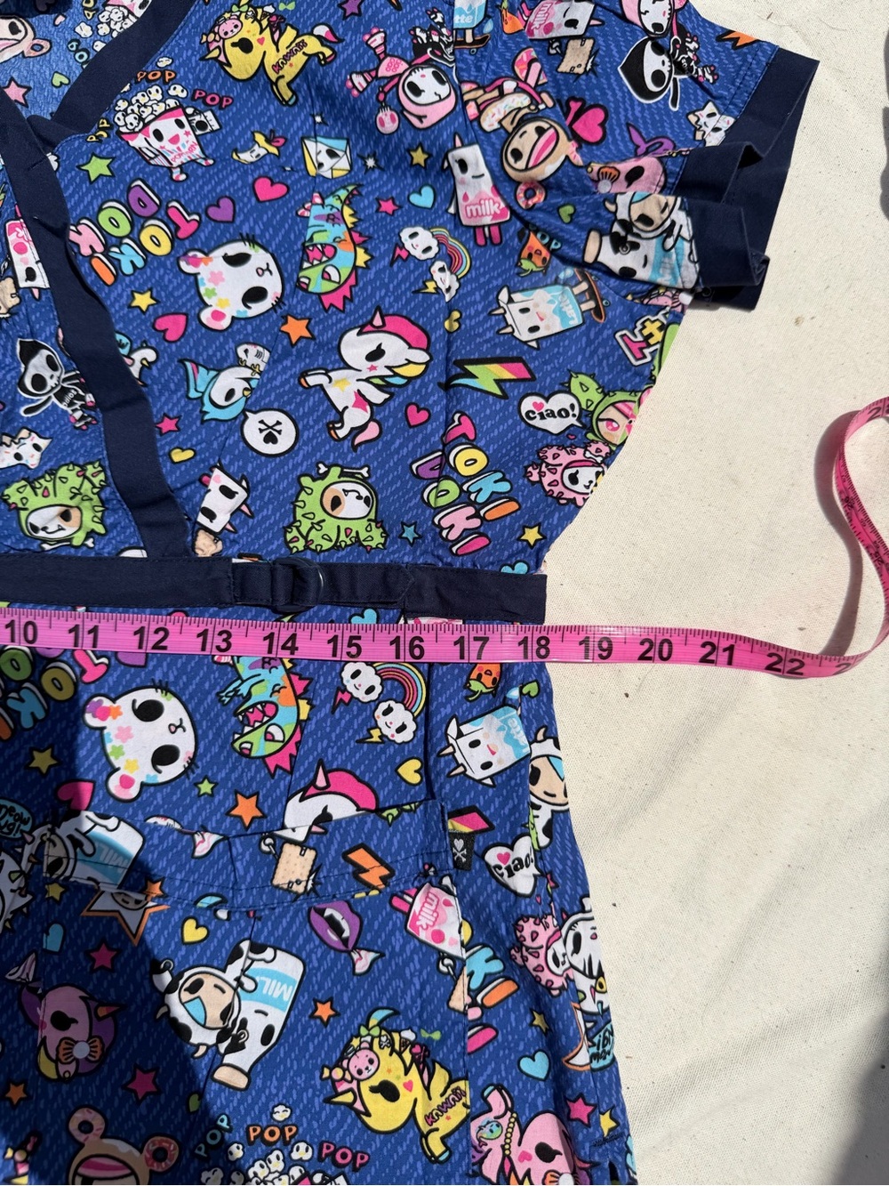Women's Tokidoki scrub top Printed and Royal Blue Pants set - Picture 6 of 11